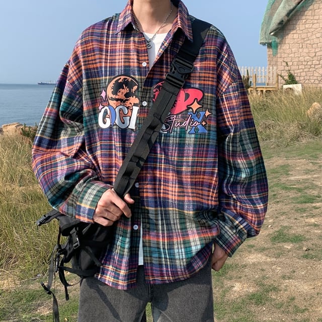 予約販売】シャツ 長袖 ネルシャツ フランネル メンズ オーバーサイズ