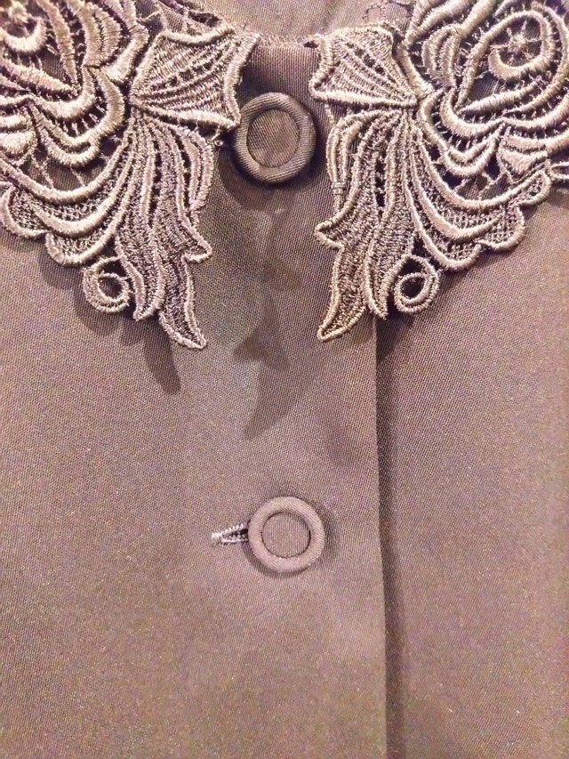 黒襟フォーマルブラウス/ブラックレーストップス2way古着洋服礼服