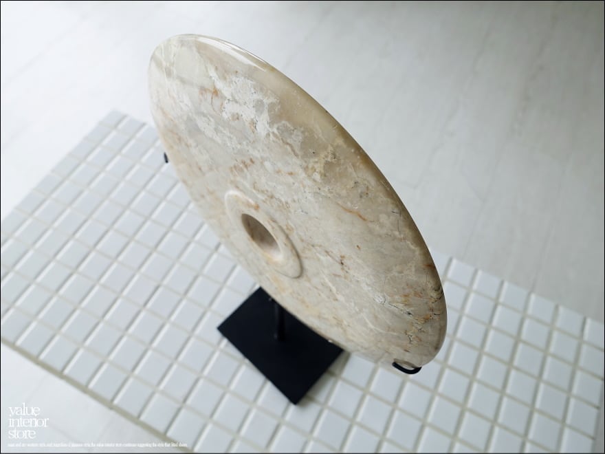 天然大理石オブジェCir/SL マーブル 置物 装飾 天然石アート 円形