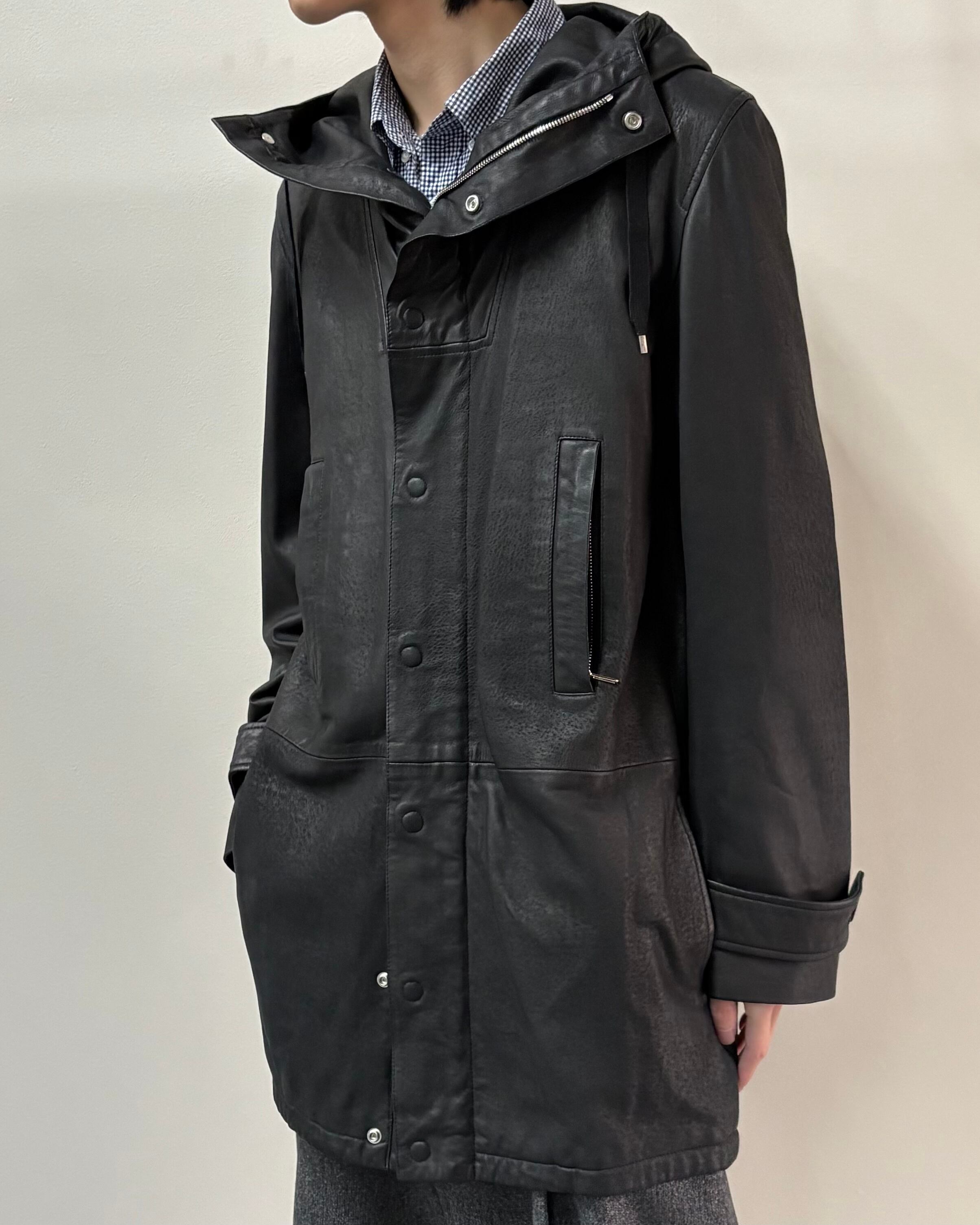2012AW/Dior homme by Kris Van Assche】hooded leather zip jacket