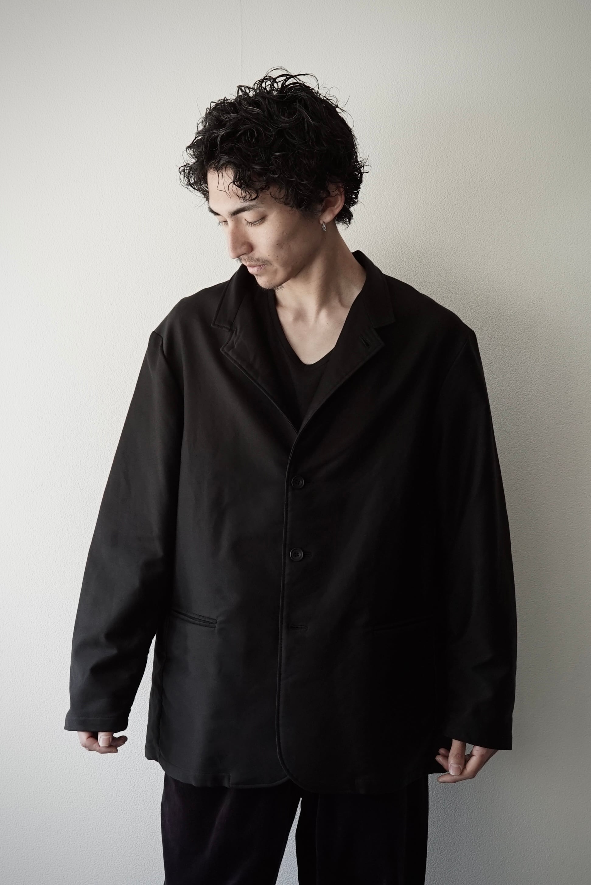 Cotton/Silk Mole Skin / Classic Jacket (Brushed_BLACK) | C O L I N A