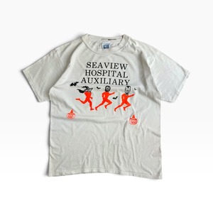 90s Good ”F” T-Shirt    ”SEAVIEW HOSPITAL AUXILIARY” ハロウィンＴシャツ   グッドレギュラー ヘインズ フルーツ オニータ ラッセル