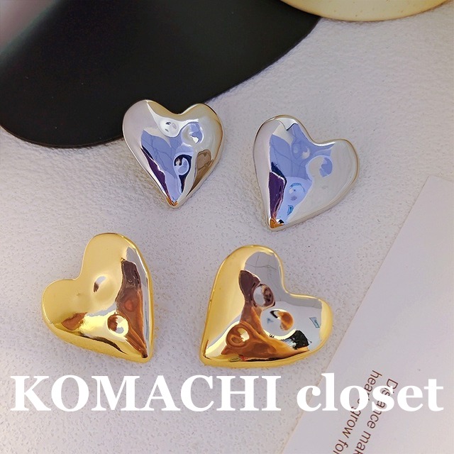 【送料無料】 ピアス 大振り 大ふり 大きめ ぷっくり ハート メタル シルバー ゴールド ギフト プレゼント アクセサリー 韓国 レディース  可愛い 主役級 存在感 フェミニン 上品 清楚 かわいい 個性的 20代 30代 40代 おしゃれ お洒落 かっこいい 大人可愛い 大人っぽい 大人女子 こなれ感 イベント パーティー 結婚式 二次会 食事会 セレブ モテ 高級感 高見え コーデ 女子会 デート インスタ映え 流行 トレンド デイリー 普段使い カジュアル シンプル  ママ きれいめ 大人