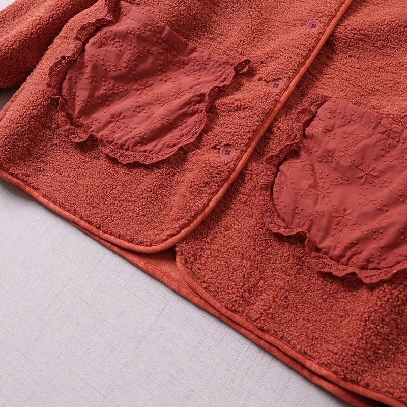 ブローチ付きドールカラーボアジャケット W1009 | Wild❁Garden