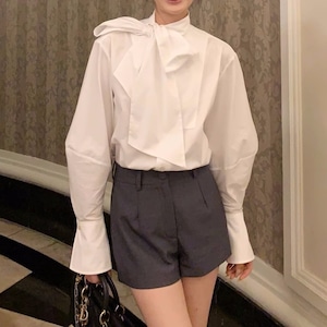 White ribbon shirt S1559