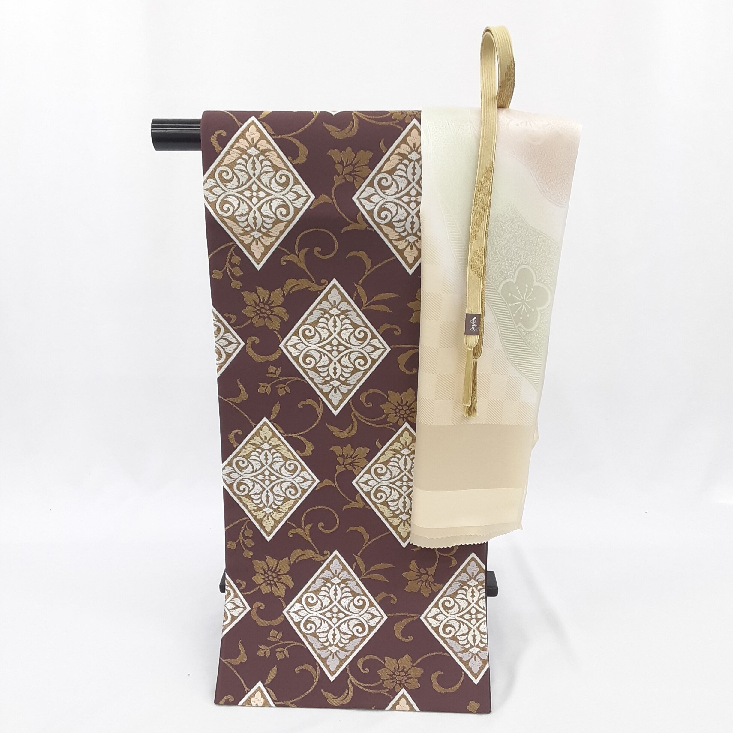 西陣袋帯 正倉院雅菱花文 【新品】【仕立て上がり】【送料無料】