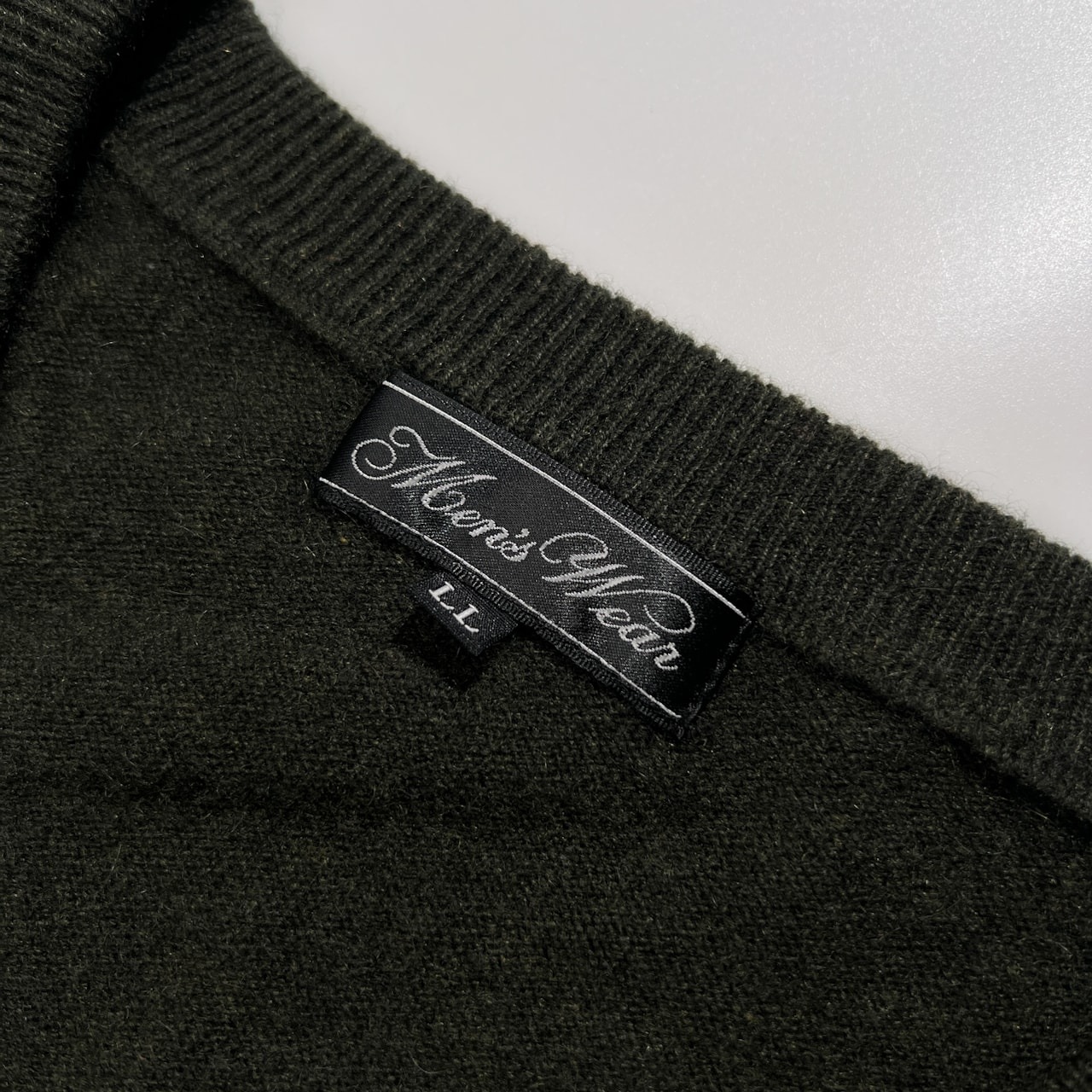 カシミヤ100% Mens Wear メンズウェア Vネック カシミア ウールニットセーター サイズ LL /ダークグリーン系/メンズ