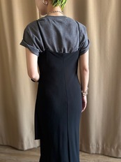 MADE IN U.S.A. black drape dress-4846-8