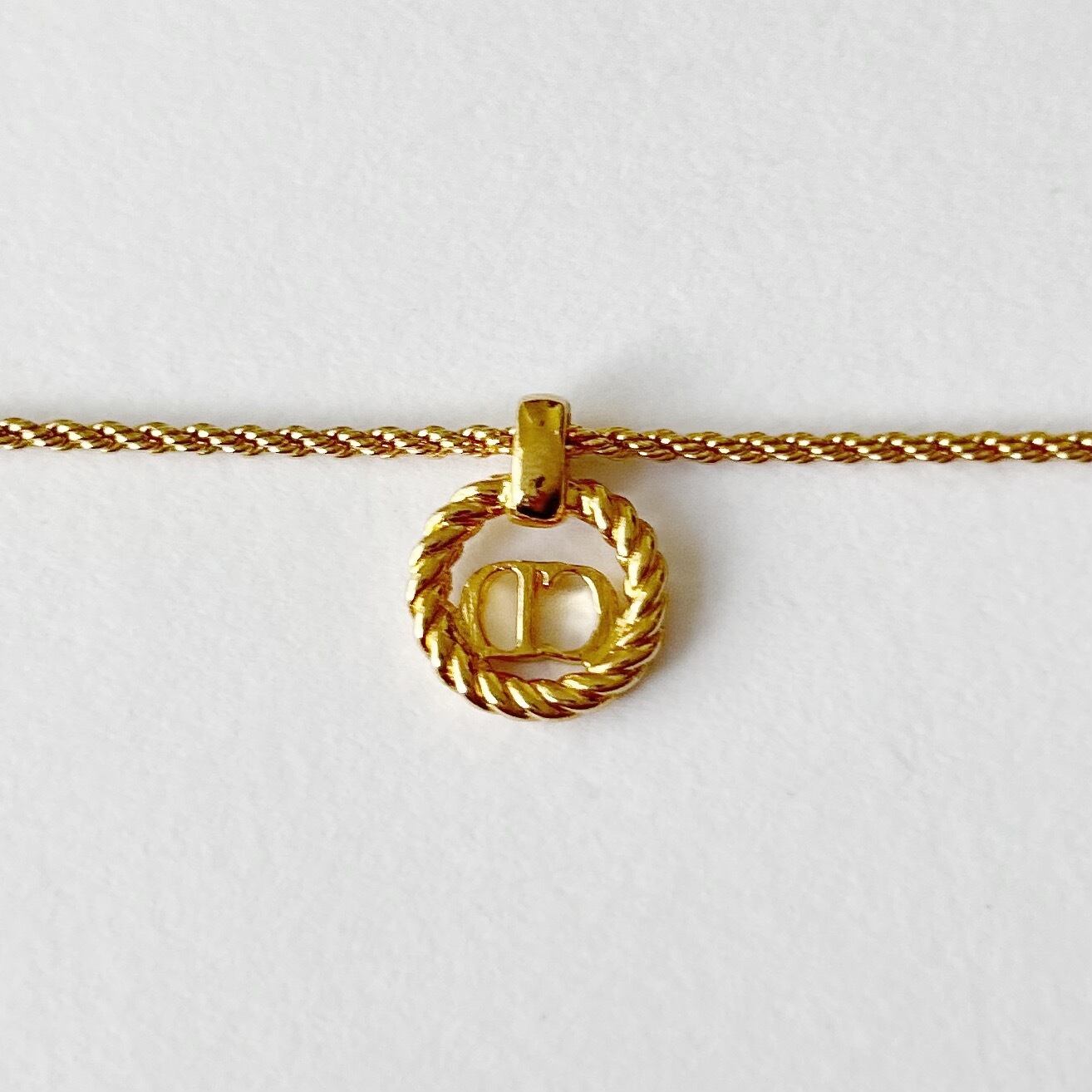 N7002】Christian Dior twist circle necklace/クリスチャンディオール