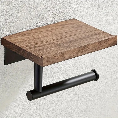 トイレットペーパーホルダー 木製 携帯置き付き トイレットペーパーカバー ティッシュホルダー おしゃれ