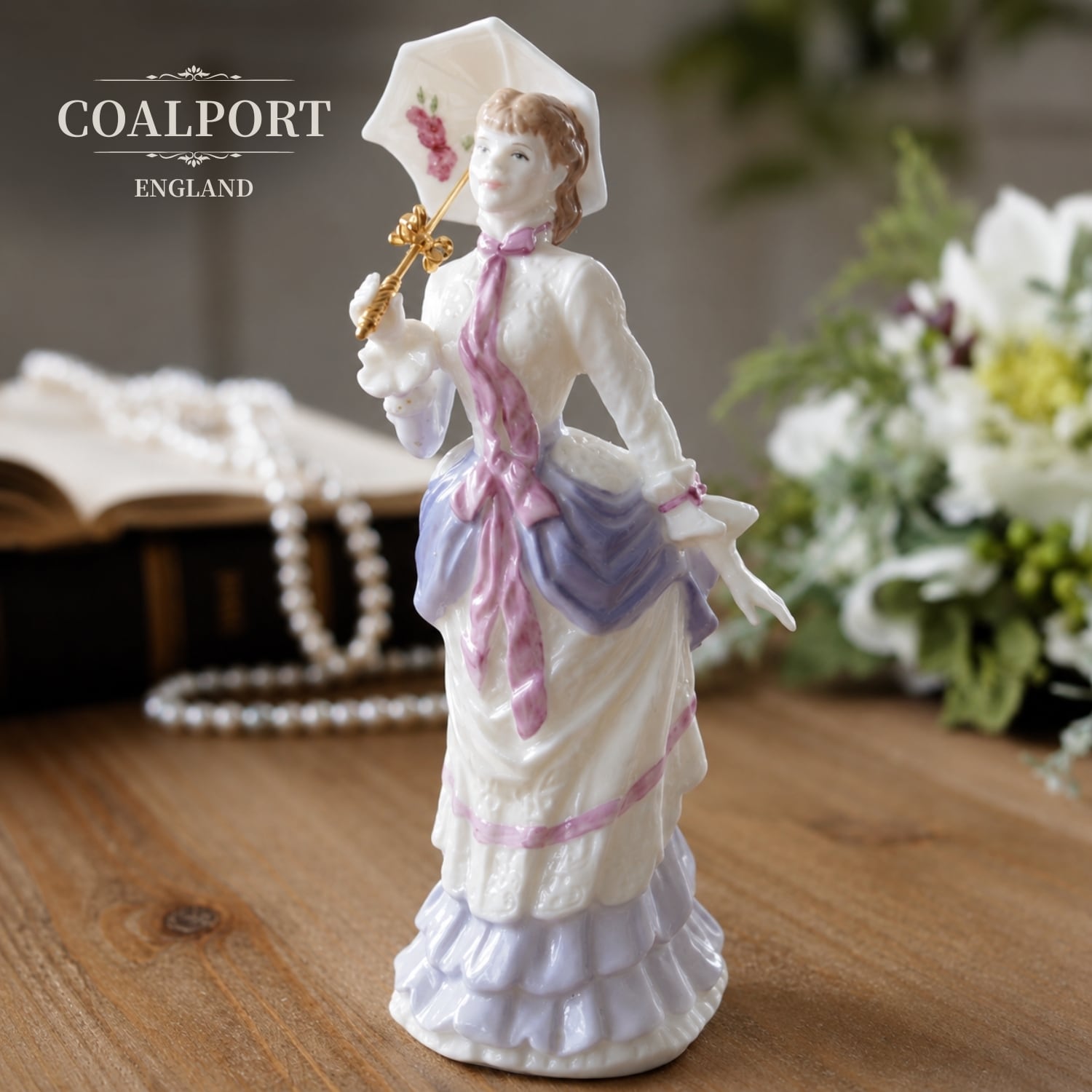 美品　英国コールポート　フィギュリン　Charlotte　陶器人形 フィギュリン 英国コールポート Miss Charlotte 陶器人形 | antique