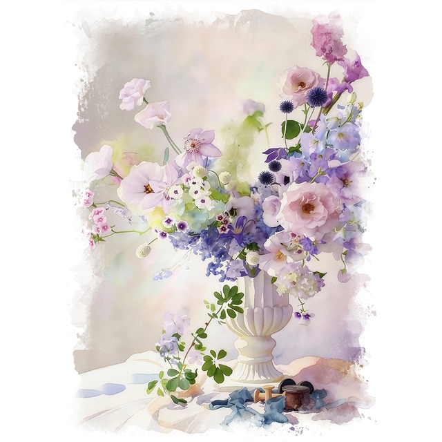 絵画 花(フラワー) 花瓶の花 インテリアアート額付き 水彩画・油絵調 WAT0757