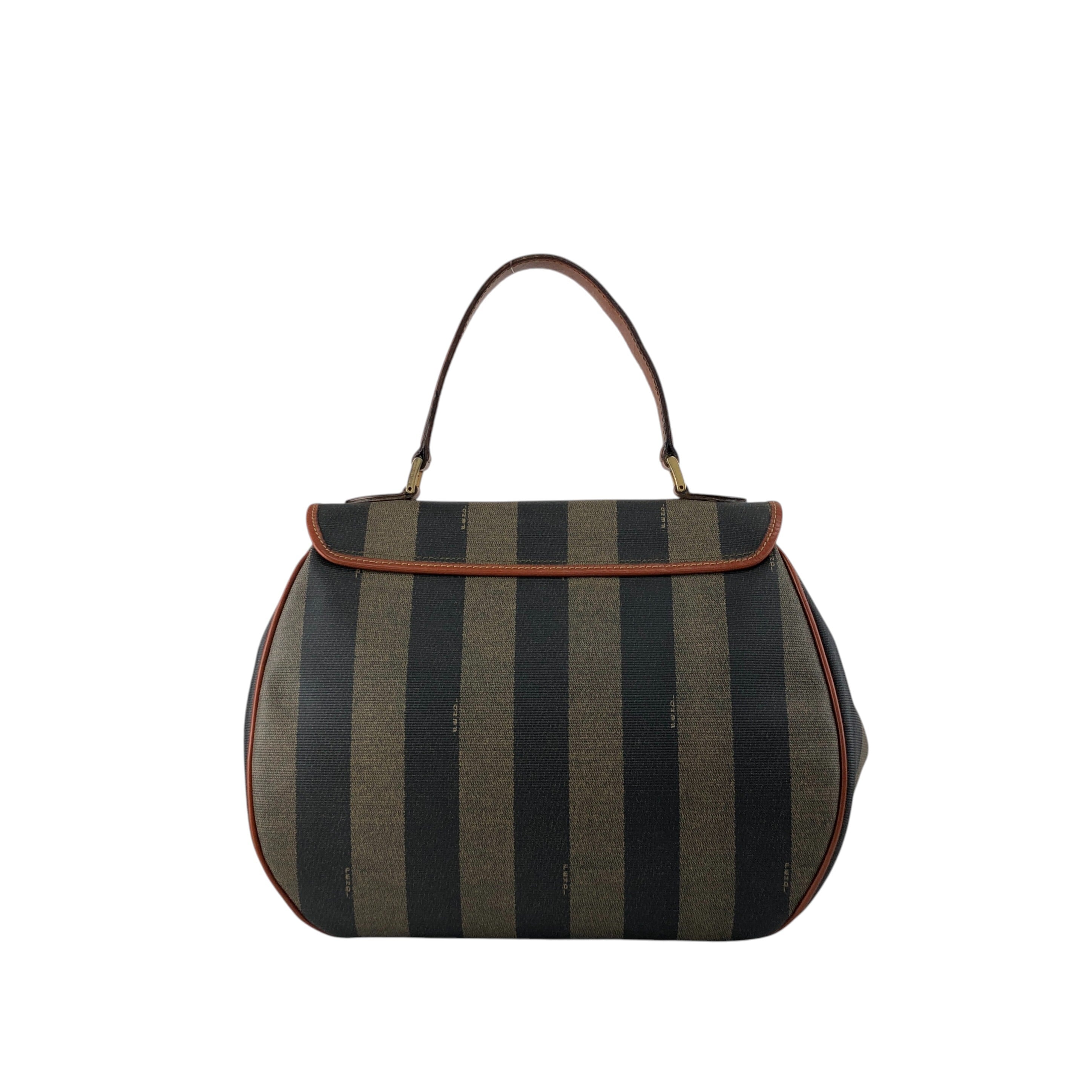 FENDI フェンディ ぺカンショルダーバッグ ブラウン ターンロック PVC