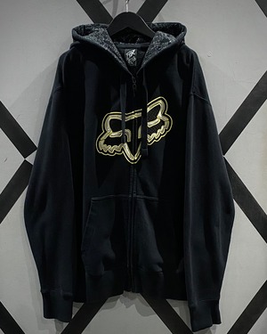 【X VINTAGE】“FOX RACING” Logo Embroidery Zip Up Hoodie