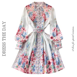 フラワーボヘミアンプリントミニドレス D0118