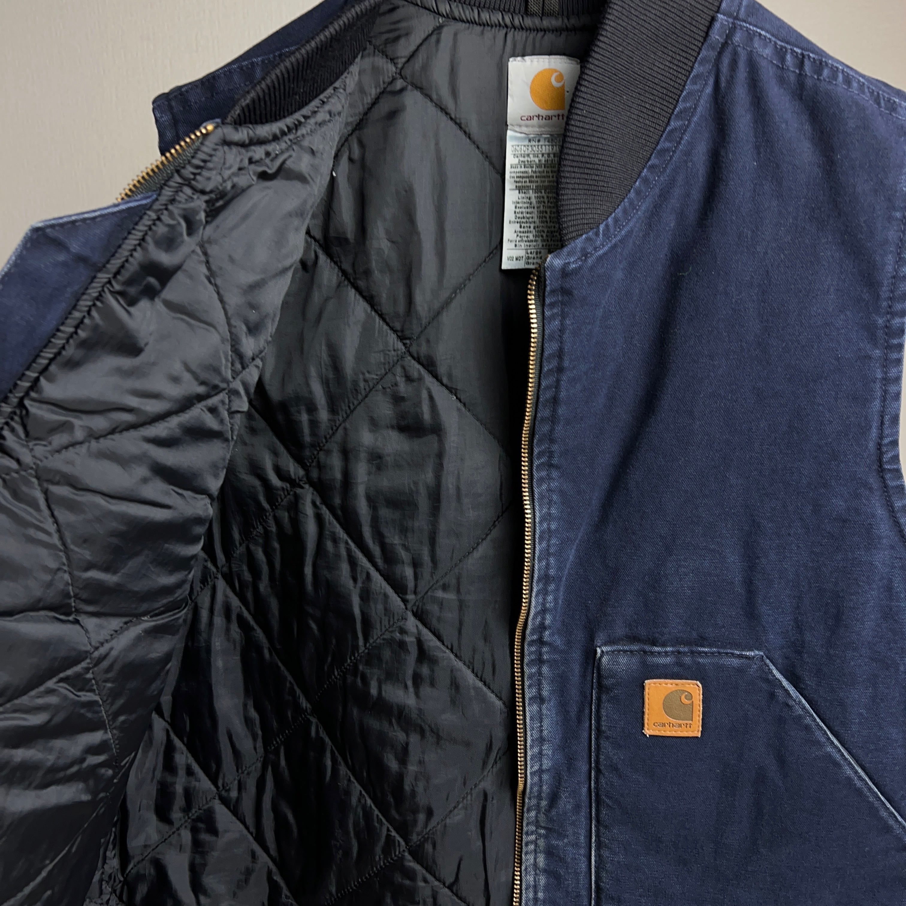 00's~ “Carhartt” Duck Vest SIZE L NAVY 00年代 カーハート ダックベスト  ネイビー【0929A119】【送料無料】