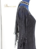 【美品 社交ダンス衣装】ワンピース ドレス DanceFashionPier Mサイズ 黒 ブラック ラインストーン チョーカー レース 可愛い