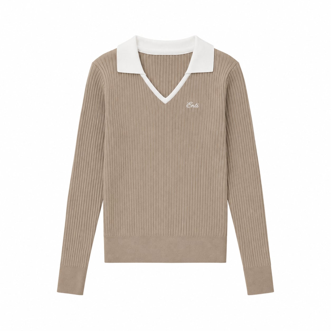 TRIM COLLAR KNIT (BEIGE)