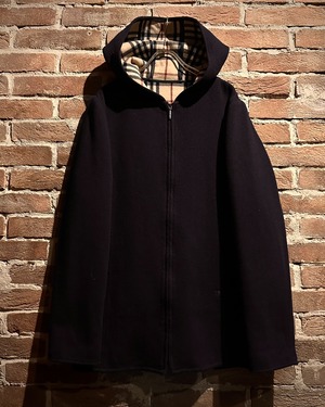 【Caka act3】“BURBERRY LONDON” Nova Check Lining Zip Up Hooded Wool Jacket