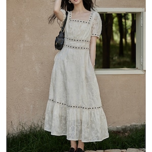 square collar puff sleeve dress