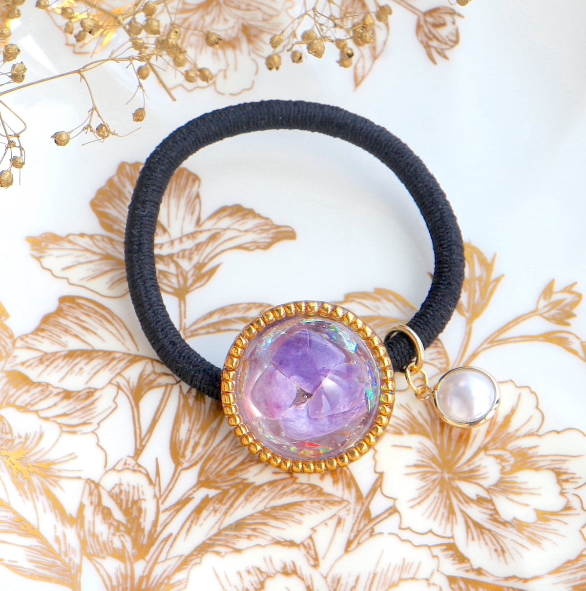 シンプルデザイン ハロウィン洋梨型レジンヘアゴム シンプルハロウィン