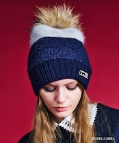 スイッチングポンポンニットビーニー (CAMEL) CQ-47534