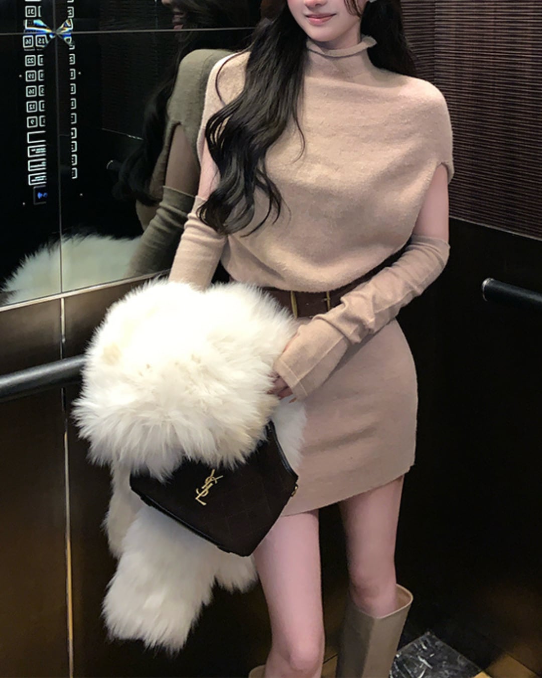 スリーブウォームミニワンピース l5397