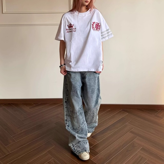 プレッピーエンブレムサイドボタンＴシャツ 3col   R02113