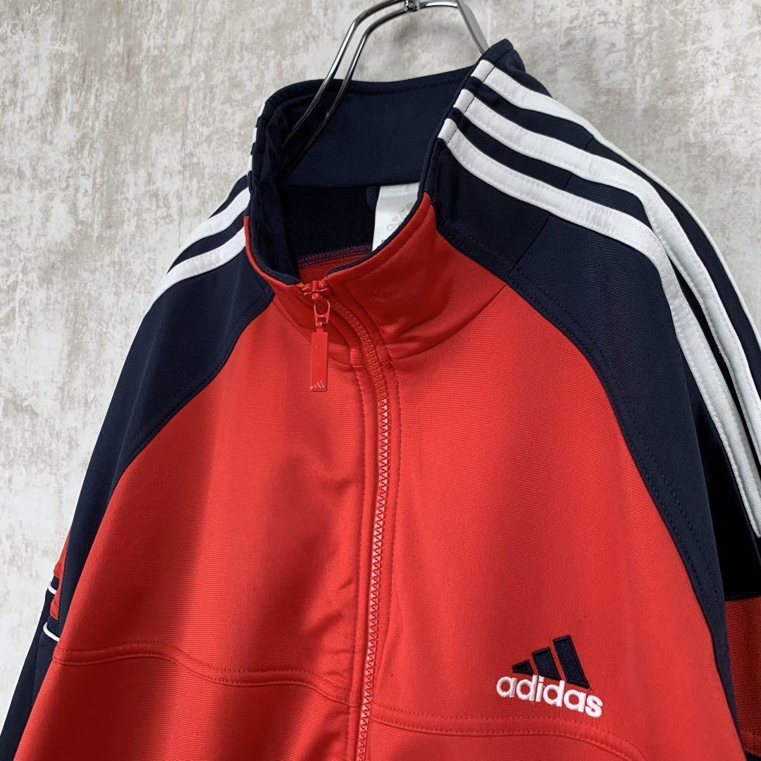 00's adidas ビッグロゴ プルオーバー ジャケット ピステ ネイビー