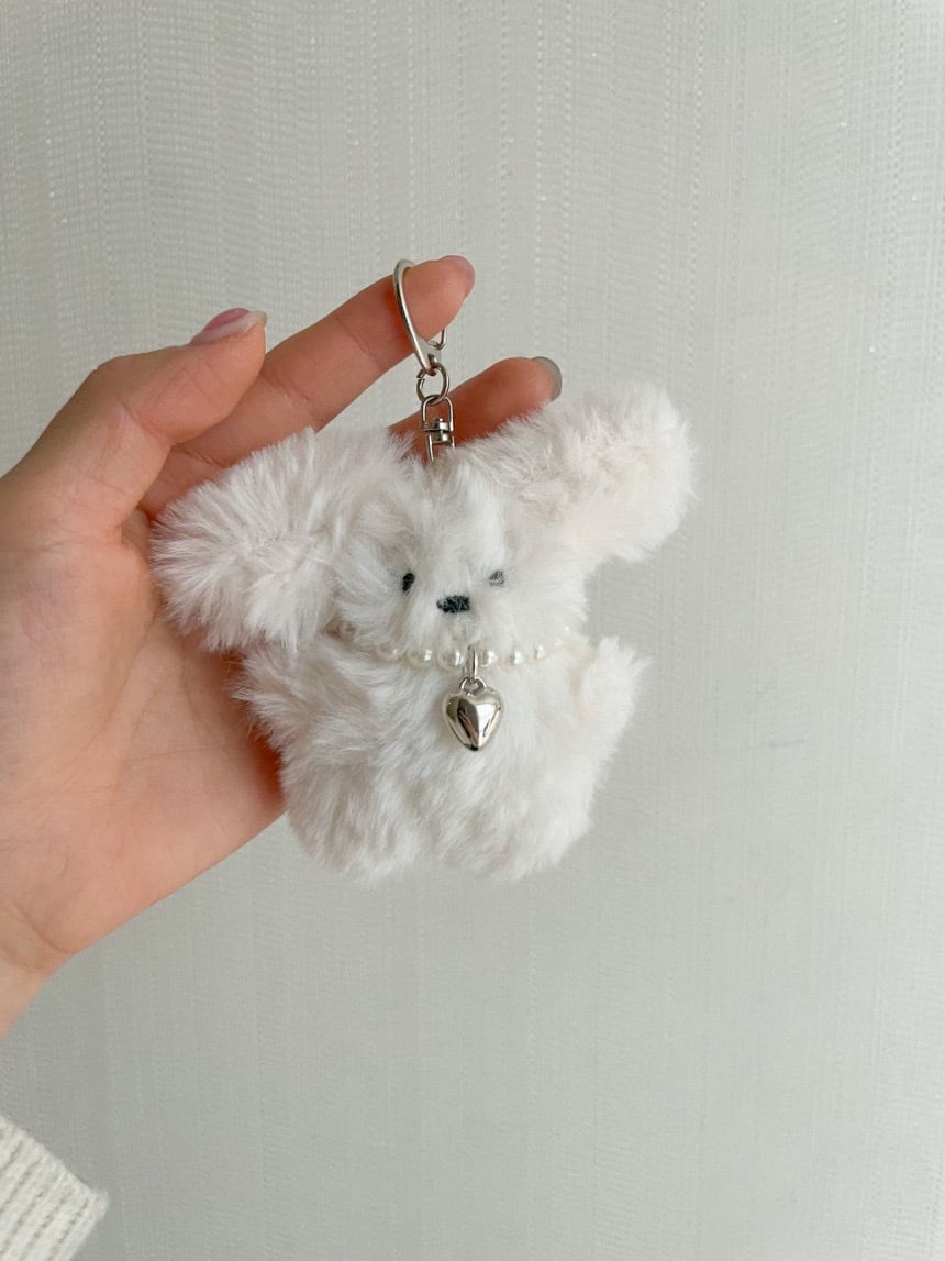 韓国人気】white puppy keyring / ホワイト パピー キーリング