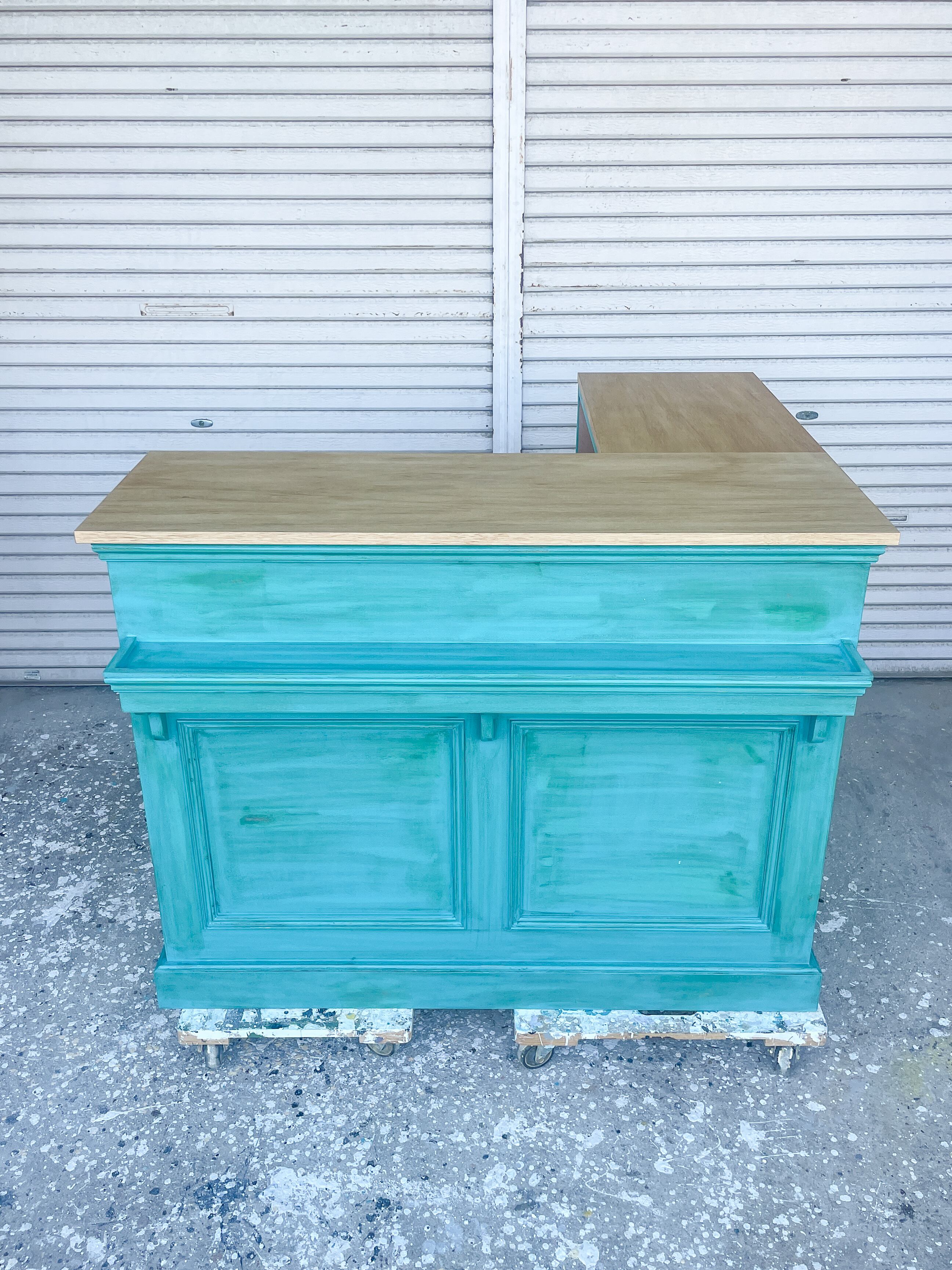 美容室向けアンティーク調L字カウンター123 （特注レジカウンター