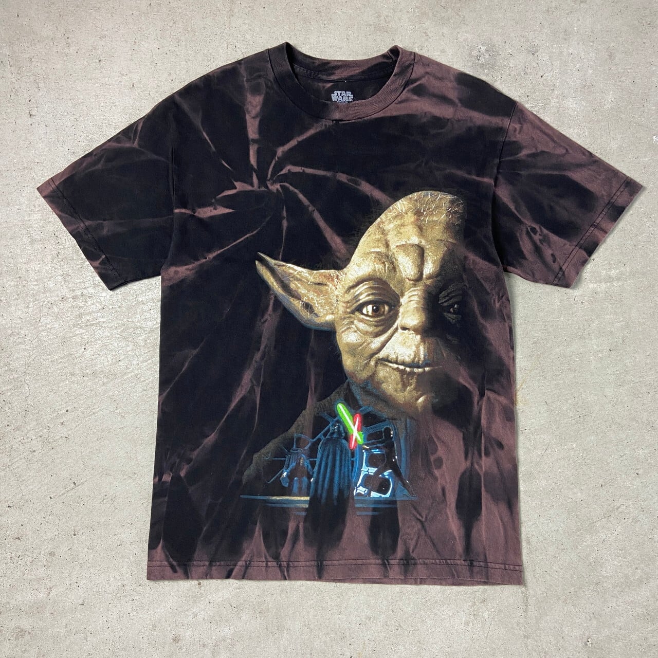 STAR WARS スターウォーズ ヨーダ yoda ムービーTシャツ メンズM 古着 タイダイ染め 両面プリント ジェダイの帰還 ブラック  黒【Tシャツ】【FSS2308-50a】 | cave 古着屋【公式】古着通販サイト powered by BASE