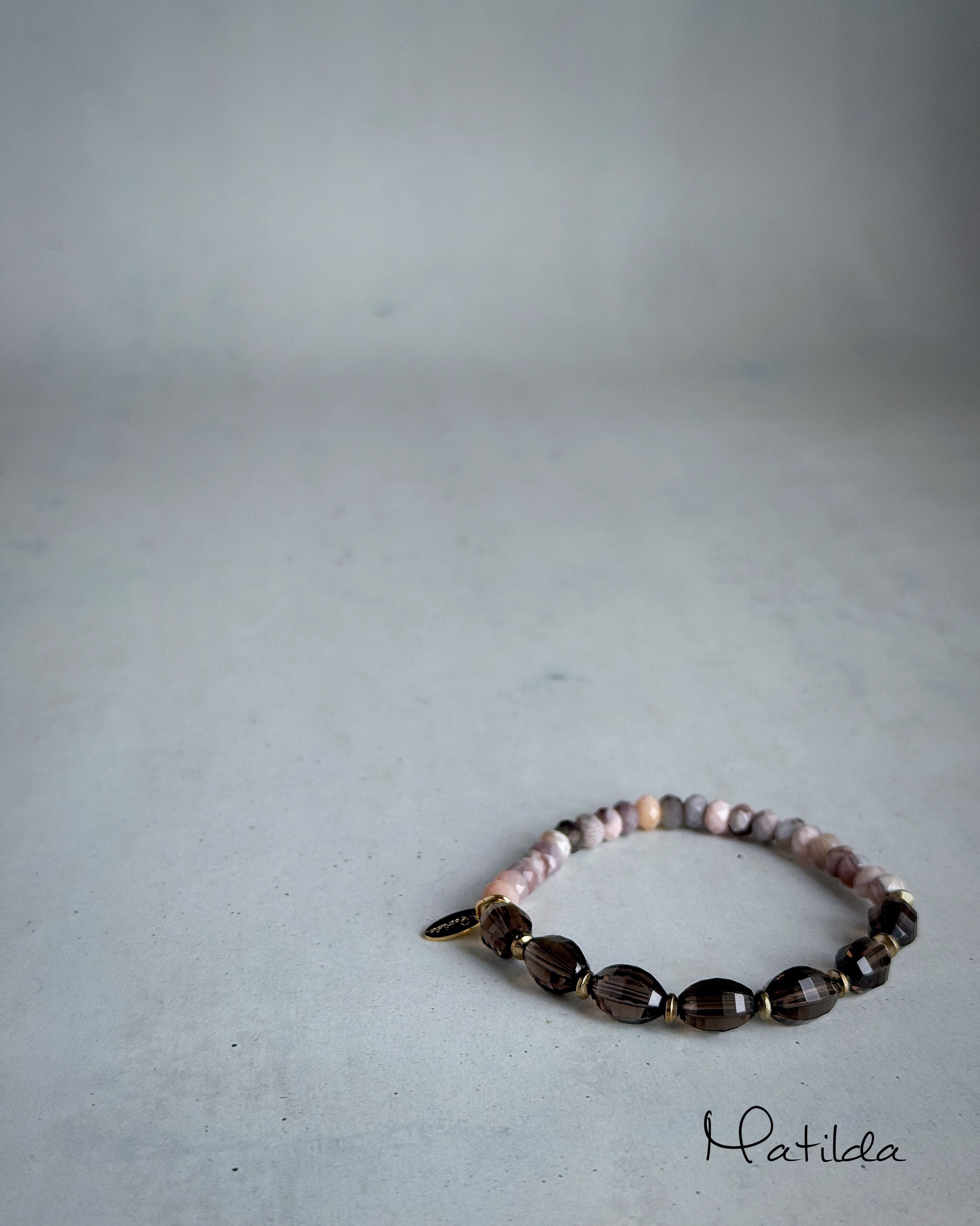 【再販】bicolor bracelet(スモーキークォーツ×ボツワナアゲート)
