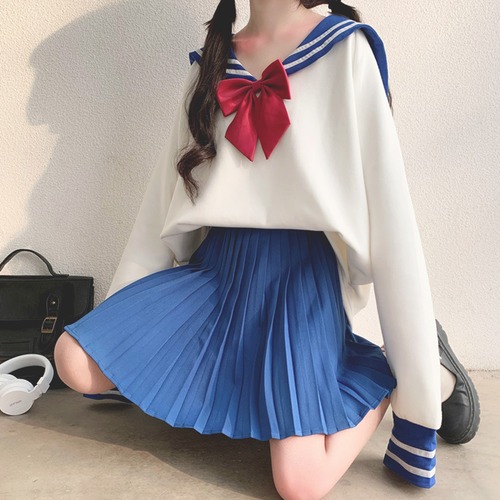 ✞制服 セーラーりぼんロングスリーブトップス or プリーツスカート ロング 秋冬✞ゴスロリ SM ミリ 甘ロリ クラロリ 和ロリ エレガント 黒ロリ 姫ロリ 華ロリ BB-BB61812319387