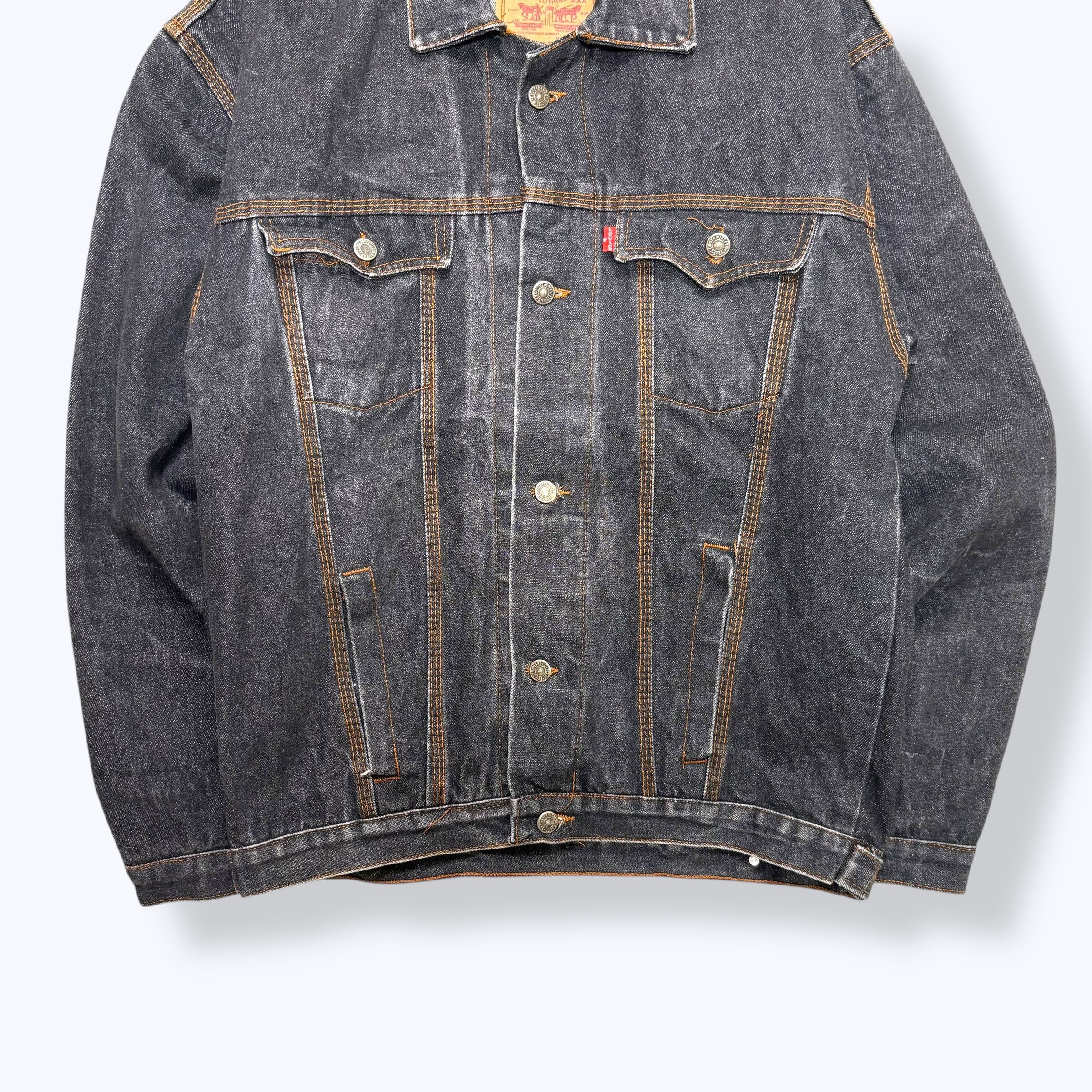 90s Levi's 70507 type Yarn Dyed Black Denim Jacket Made in USA 90