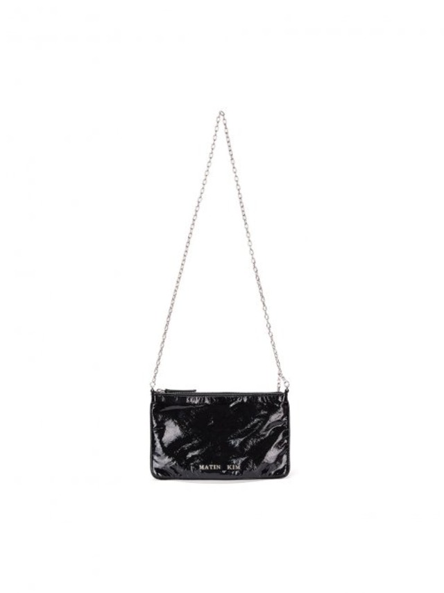 [MATIN KIM] GLOSSY LEATHER CLUTCH BAG IN BLACK