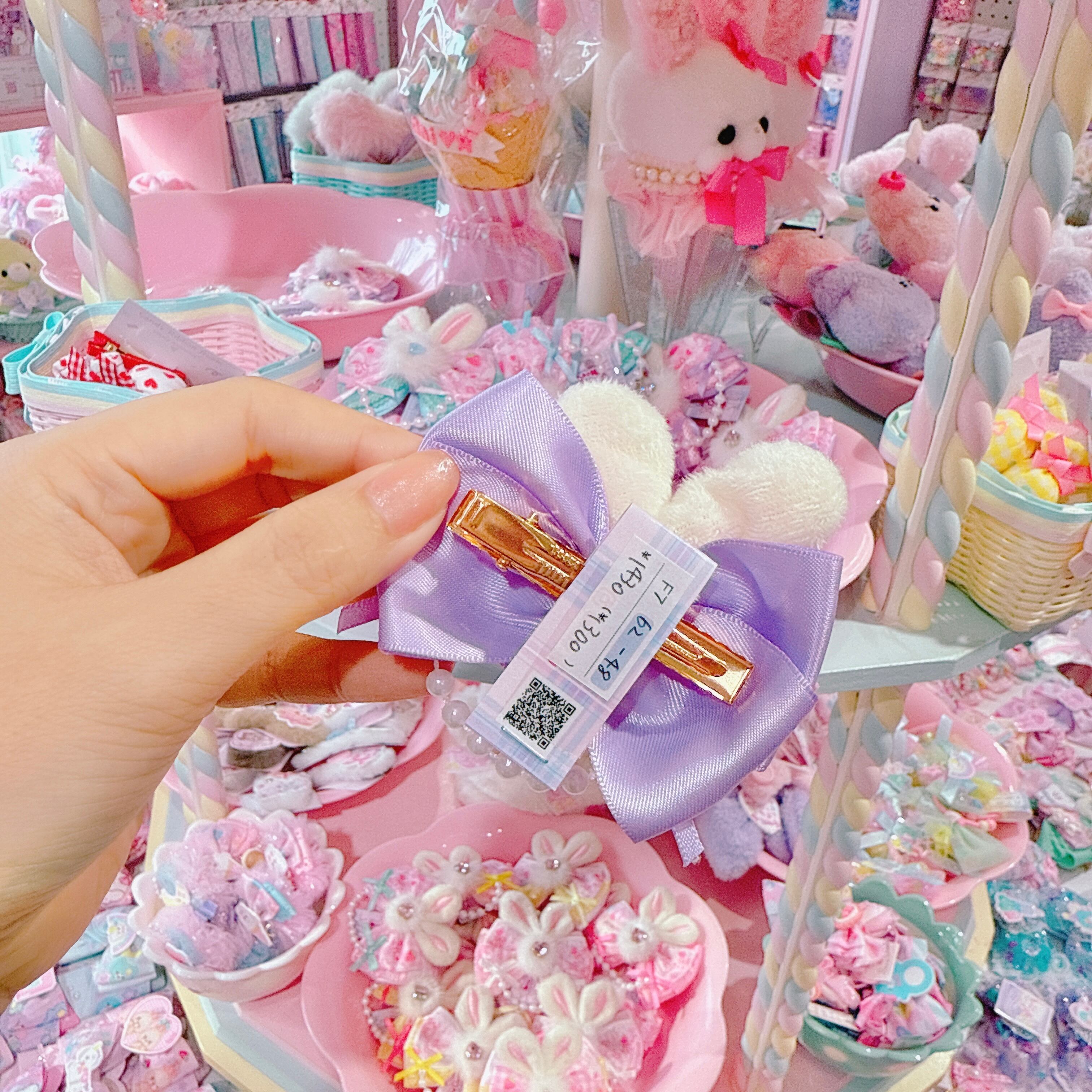 【F7】62-48うさ耳リボンヘアクリップ