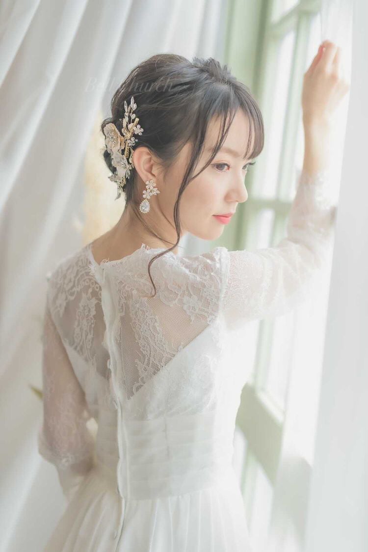 ヘッドドレス お花モチーフ ビジュー シャンパンゴールド(BC-H22