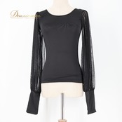 社交ダンス 衣装 AMYDANCE APPAREL エイミーダンス・アパレル トップス ブラウス レッスンウェア ブラック系 無地 シンプル 練習 レッスン 伸縮 ストレッチ 黒 レース 袖 かわいい 上品 高級感 ダンス衣装 イベント ステージ パーティー