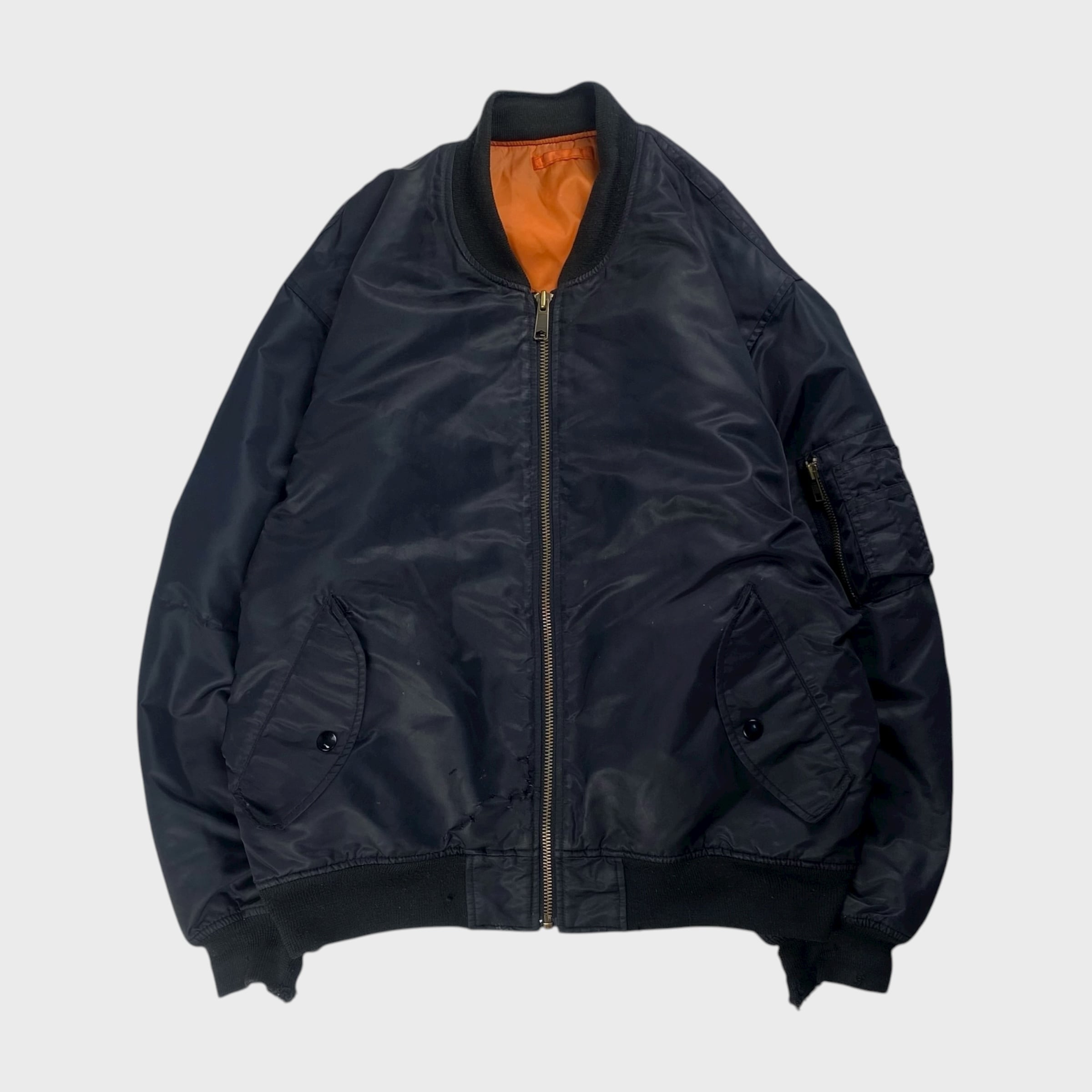 90s DELTA CWU-45/P型フライトジャケットXL US ARMY 90s 米軍 USAF CWU-45/P ネームパッチ付き キルティングライナー