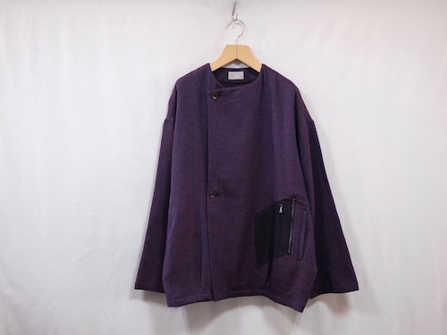 HOMELESS TAILOR"NO COLLAR SHORT TRENCH PURPLE”