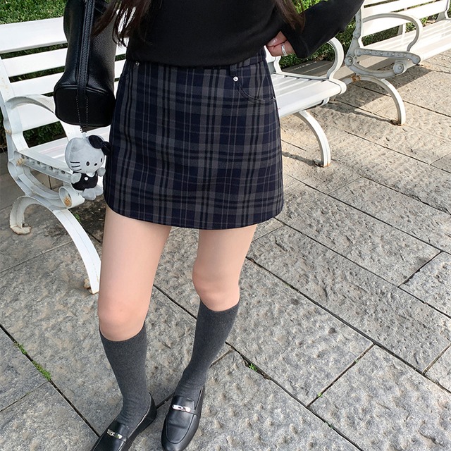 チェック柄ミニスカパン 0129