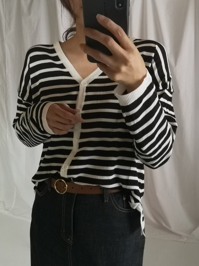 ボーダー サマーニット カーディガン 2色