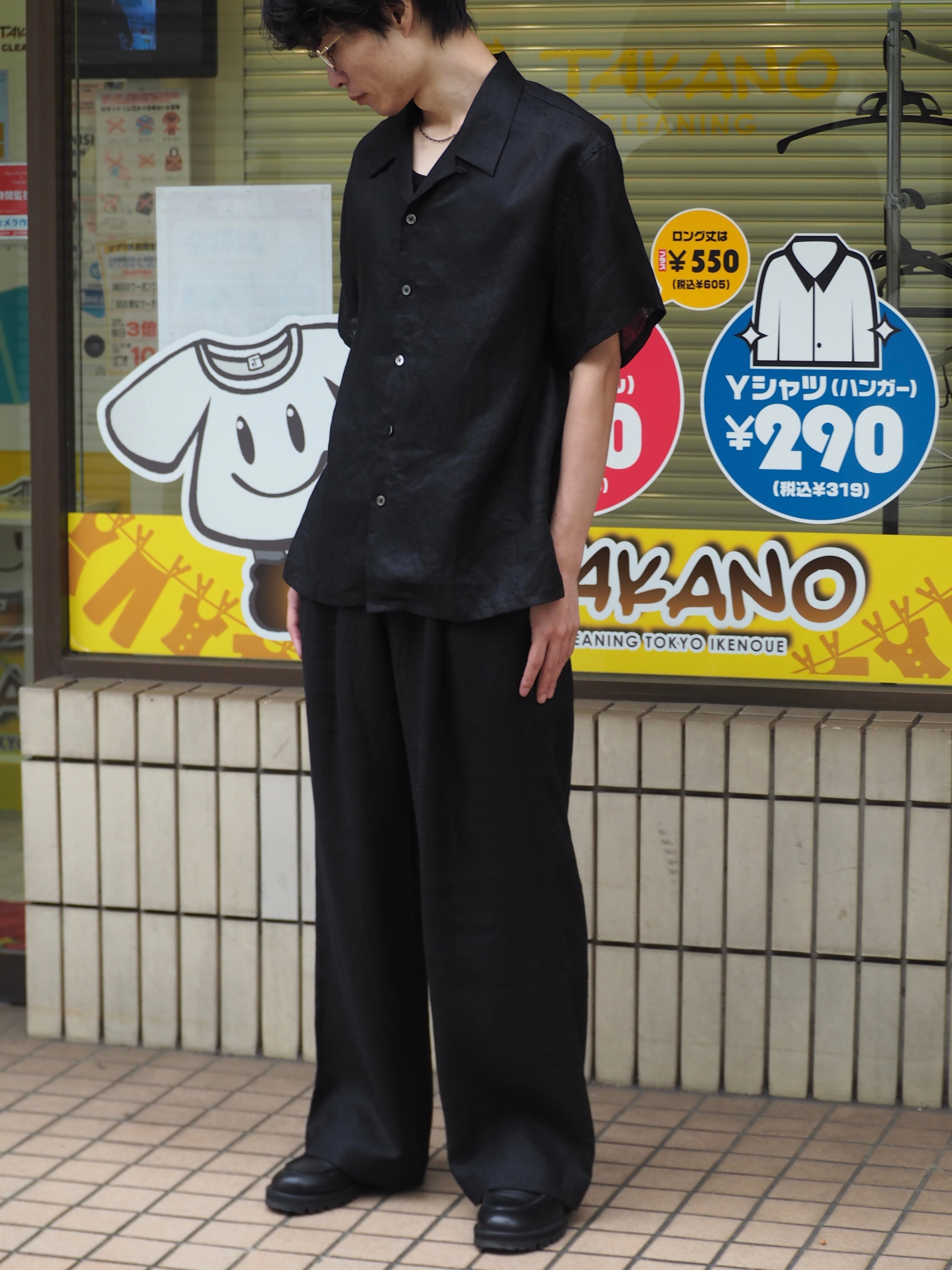 LAST1】superNova. Wide easy pants - Linen /Black | novastore