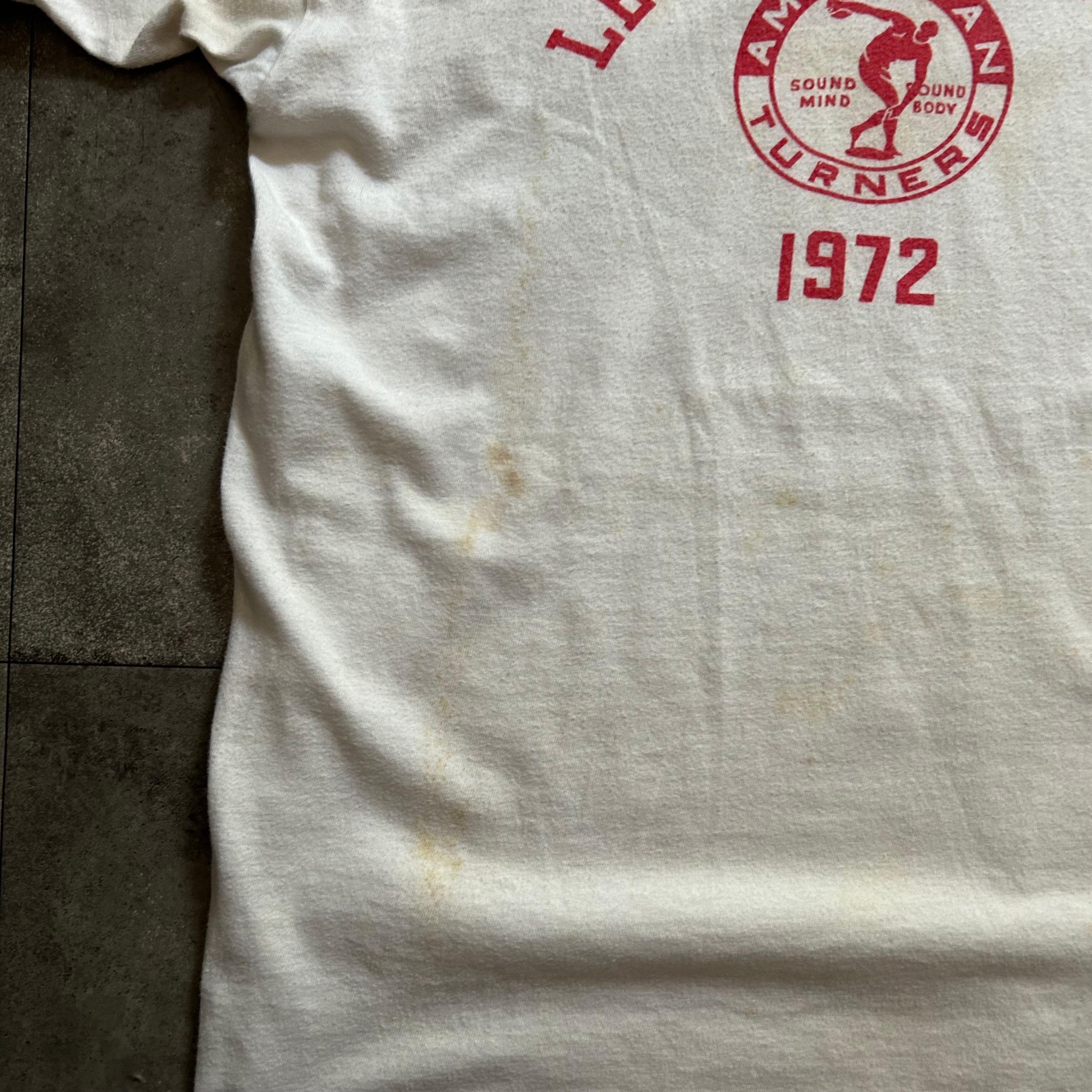 70s チャンピオン リンガーtシャツ USA製 染み込みプリント レッド  