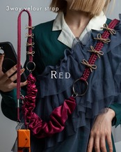 3way velour strap Red