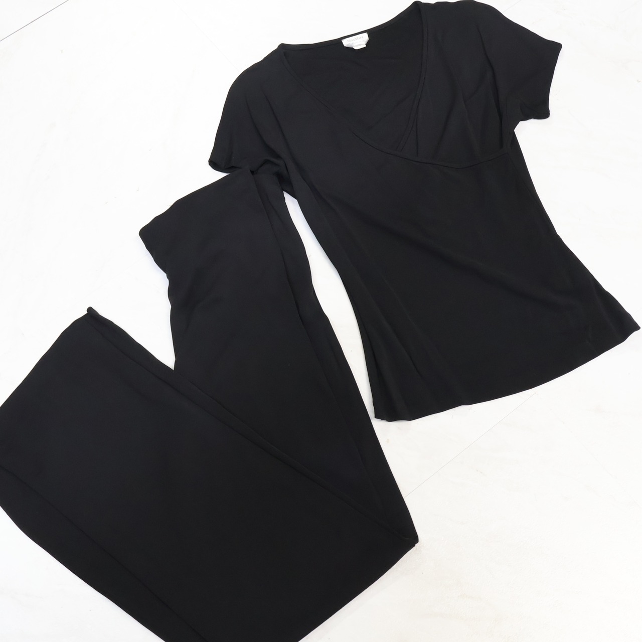 【フラメンコ衣装】ブラック maxmara マックスマーラ レッスン着 黒 トップス パンツ ボトムス Tシャツ 無地 練習着 半袖