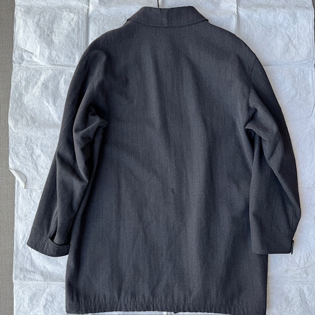 Gianni Versace ステンカラーコート 90s ダークグレー ウール ヴェルサーチ イタリア製 古着 XL 画像2