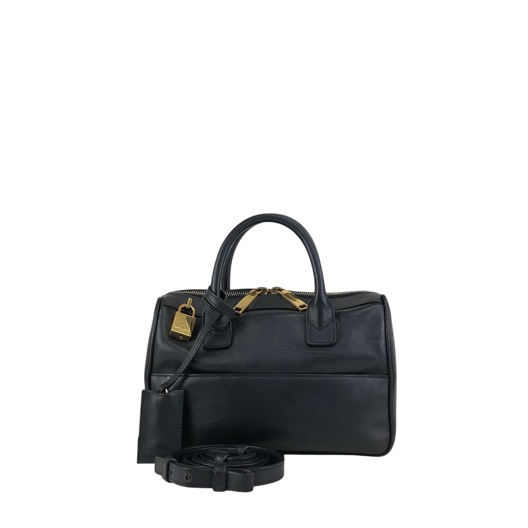 イヴサンローラン ミニボストン  ロゴ 黒 レザー オールド Yves Saint Laurent イヴ・サンローラン ショルダーバッグ ブラック