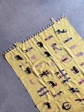 Naga tribe/Stonewashed embroidery rug(Yellow)
